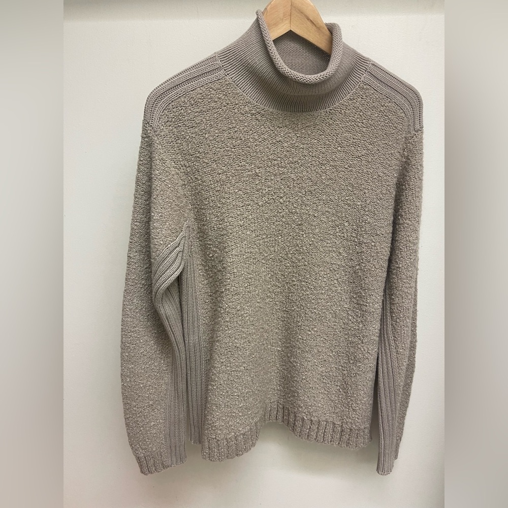 Cozy Vintage Illig Sweater Tan Rollneck Pullover Knit Wool Blend Mock Neck